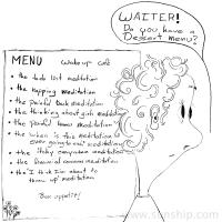 Menu of not interesting meditations Cartoon Greeting Card